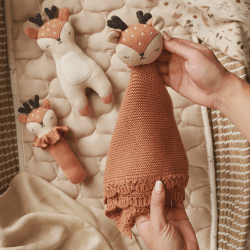Image showing the Dainty Deer Knitted Cuddle Cloth, Brown product.