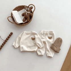 Image showing the The Smart Autumn Bear Colour Tracksuit, 0 - 6 Months, Cream product.