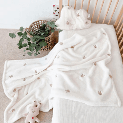 Image showing the Microfibre Soft Bunny Baby Blanket, White product.