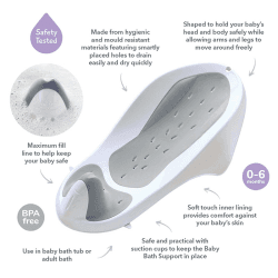 Image showing the Baby Bath Support, White & Grey product.