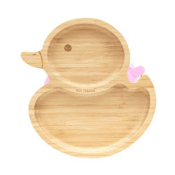 Image showing the Duck Bamboo Suction Plate, Pink product.