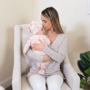 Image showing the Boutique Comfort Knit Knotted Gown & Hat Gift Set, 0 - 3 Months, Perennial product.