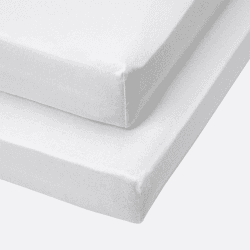 Image showing the Pack of 2 Cot Bed Fitted Sheets, 70 x 140cm, Essentials White product.
