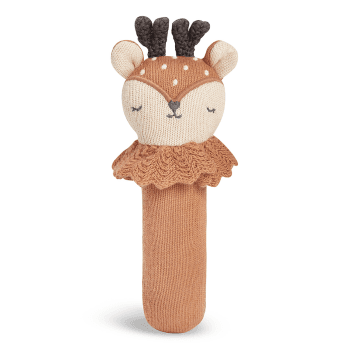 Image showing the Dainty Deer Knitted Rattle, Brown product.