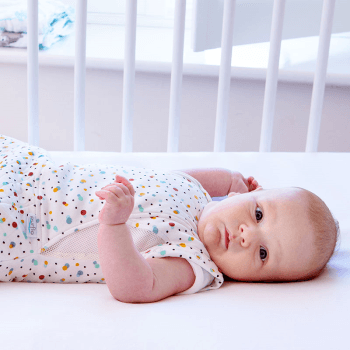 Image showing the Swaddle to Sleep Sleeping Bag, 2.5 TOG, 0 - 4 Months, Scandi Spot product.