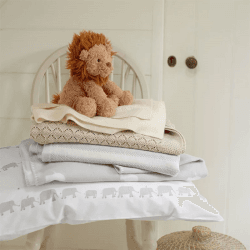 Image showing the Grey Elephant Blanket, 75 x 100cm, Grey/White product.
