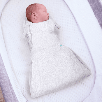 Image showing the Swaddle to Sleep Sleeping Bag, 0.5 TOG, 0 - 4 Months, Minimal Grey product.