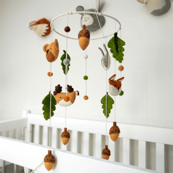 Image showing the Woodland Animals Felt Mobile, Orange/Green product.