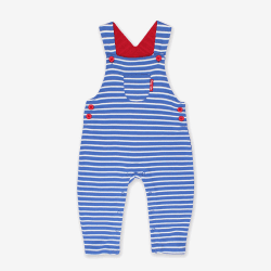 Image showing the Breton Organic Cotton Dungarees, 3 - 6 Months, Blue Stripe product.