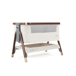 Image showing the CoZee Luxe Bedside Crib with Quilted Design, Walnut/Cream product.
