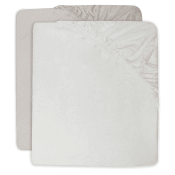 Image showing the Pack of 2 Jersey Fitted Cot Sheets, Ivory/Nougat product.