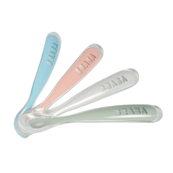 Image showing the Pack of 4 Ergonomic Silicone Spoons, Eucalyptus product.
