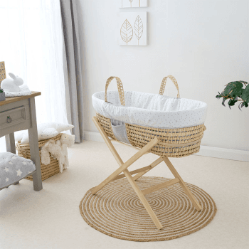 Image showing the Reversible Palm Moses Basket & Folding Stand Bundle, Stars & Stripes product.
