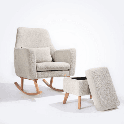 Image showing the Oscar Luxe Rocking Chair & Footstool, Teddy Sage product.
