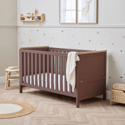Image showing the Misha Cot Bed, Mulberry & Golden Oak product.