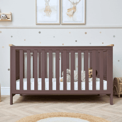 Image showing the Misha Cot Bed, Mulberry & Golden Oak product.