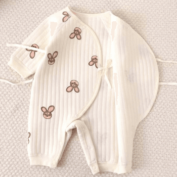 Image showing the The Bunny Boucle Wrap Baby Grow Romper, 3 - 6 Months, White product.