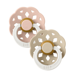 Image showing the Boheme Glow Pack of 2 Round Natural Rubber Latex Night Dummies, 0 Months+, Blush Glow / Vanilla Glow product.