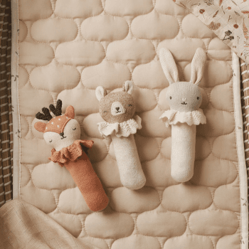 Image showing the Blushing Bunny Knitted Rattle, White product.