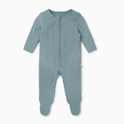 Image showing the Ribbed Zip-Up Sleepsuit, 3 - 6 Months, Blue product.