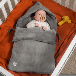 Image showing the Car Seat Footmuff Basic Knit, Stone Grey product.