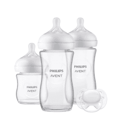 Image showing the Natural Response 4 Piece Glass Baby Bottle Set, Clear product.