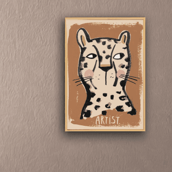 Image showing the Leo Artist Poster Print, 50 x 70cm, Brown product.