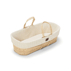 Image showing the Natural Knitted Moses Basket Bundle incl. Static Stand & Mattress, Linen product.