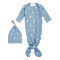 Image showing the Boutique Comfort Knit Knotted Gown & Hat Gift Set, 0 - 3 Months, Blue Moon product.