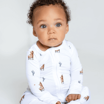 Image showing the Llama Bamboo Zip Sleepsuit, Newborn product.