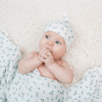 Image showing the Bamboo Hat & Swaddle Gift Set, Blueberries product.