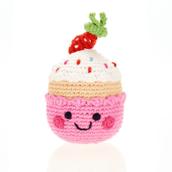 Image showing the Friendly Strawberry Cupcake Rattle product.