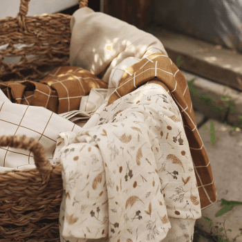 Image showing the Set of 3 Muslin Squares, 70 x 70cm, Grasslands product.