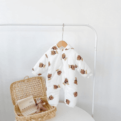 Image showing the The Bear Puffer Suit, 6 - 12 Months, Cream product.