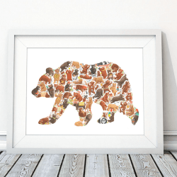 Image showing the B is for Bear Alphabet Print, 40 x 30cm, Brown product.
