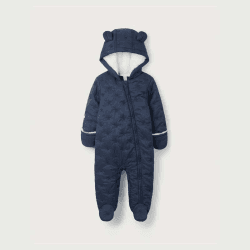 Image showing the Recycled Star Quilted Pramsuit, 0 - 3 Months, Navy product.