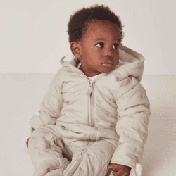 Image showing the Recycled Star Quilted Pramsuit, 0 - 3 Months, Pebble product.