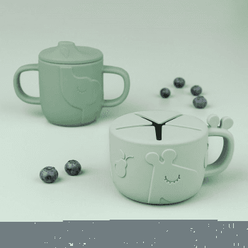 Image showing the Deer Friends Sippy Cup & Snack Cup Set, Green product.