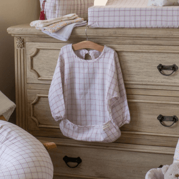 Image showing the Long Sleeved Bib, Pink Check product.