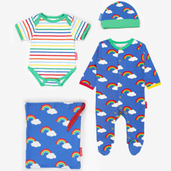 Image showing the Organic Cotton Baby Gift Set, Newborn, Rainbow Print product.