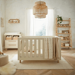 Image showing the Harper 2 Piece Nursery Furniture Set excl. Mattress, Cream & Ash product.