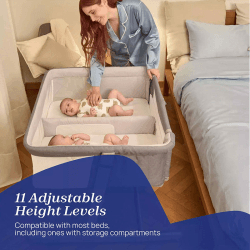 Image showing the Next2Me Twins Bedside Crib, Magnet Grey product.