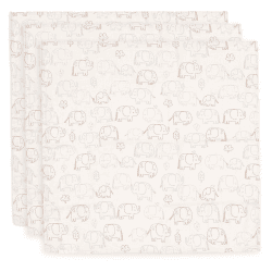 Image showing the Elephant Tales Pack of 3 Muslin Cloths, 70 x 70cm product.