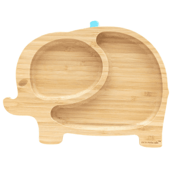 Image showing the Elephant Bamboo Suction Plate, Blue product.