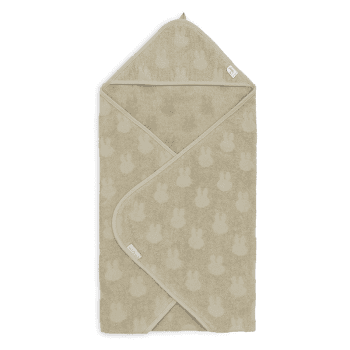 Image showing the Jollein x Miffy Hooded Baby Towel, 75 x 75cm, Olive Green product.