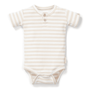 Image showing the Baby Bunny Stripes Short Sleeve Bodysuit, 2 - 4 Months, Sand product.