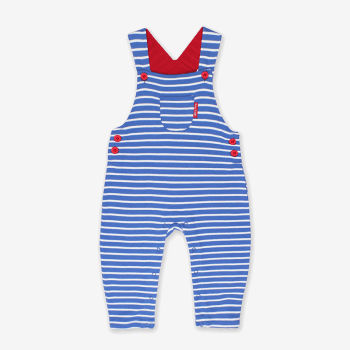 Image showing the Breton Organic Cotton Dungarees, 3 - 6 Months, Blue Stripe product.