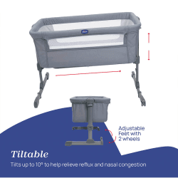 Image showing the Next2Me Essential Bedside Crib, Stone product.
