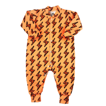 Image showing the Lightning Bolts Sleepsuit Romper, 0 - 3 Months, Lightning Bolts Orange product.
