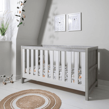 Image showing the Modena 3 in 1 Cot Bed, Grey Ash/White product.